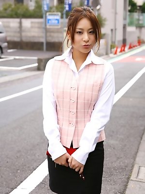 Mika Inagaki Asian in uniform is naughty on her way back home